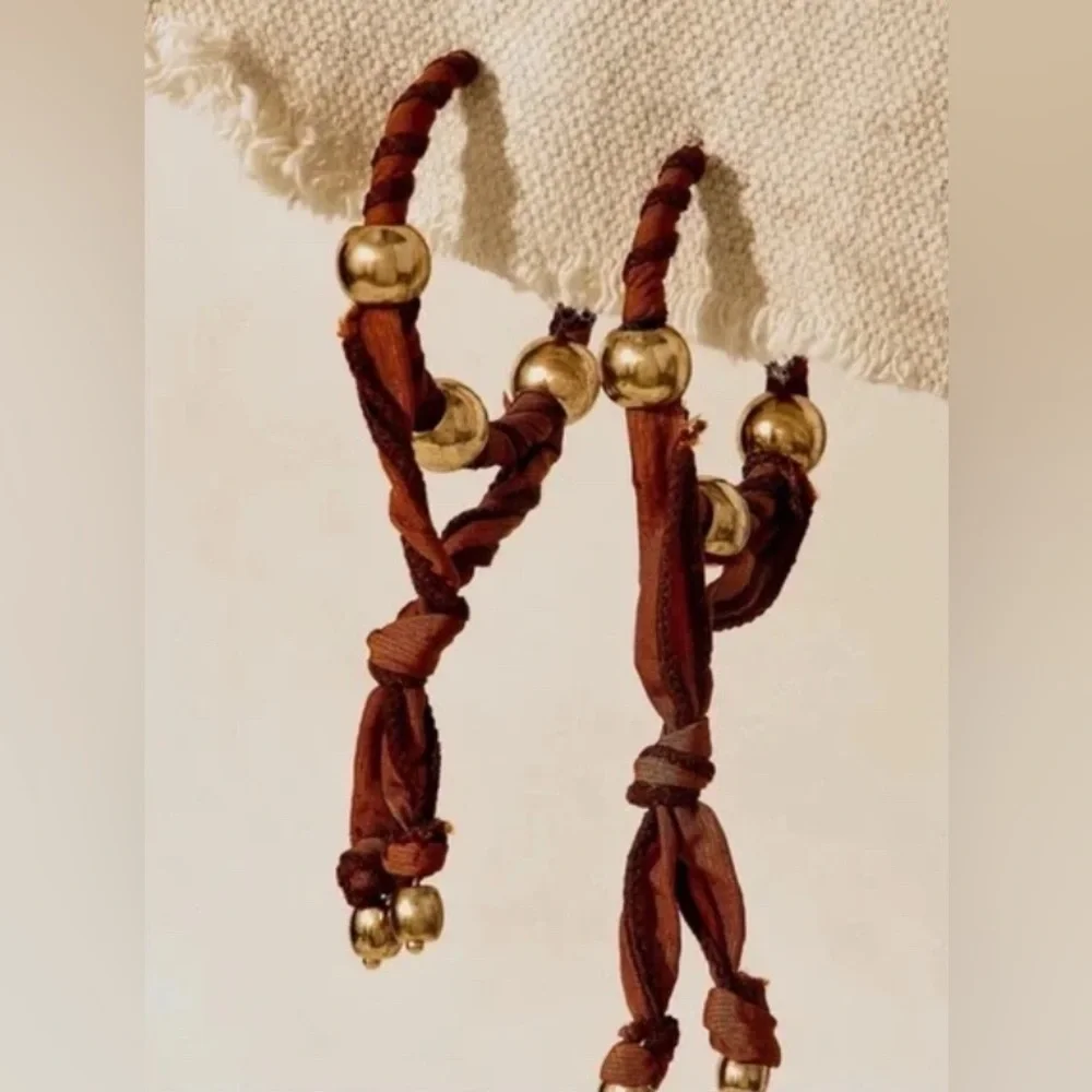 Free People Lingering Love Hoops NWT Brown
